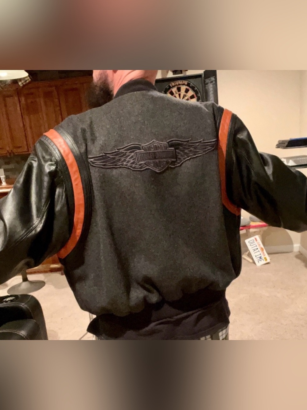 Harley Davidson leather and wool jacket